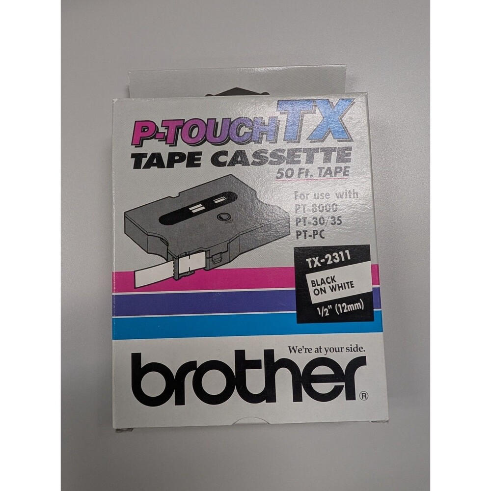 Brother TX-2311 P-Touch TX Black on White 1/2" 50 Ft. New